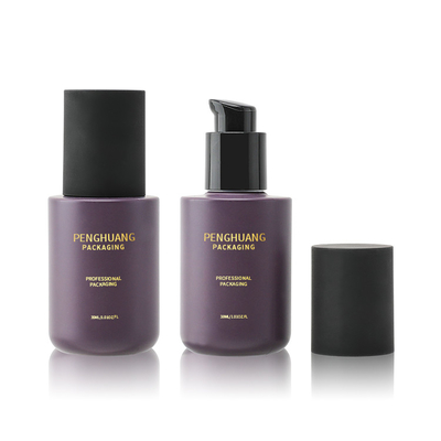 Botol Foundation Cair 30ml Bening Mewah Dengan Pompa Lotion Kerah Emas Hitam
