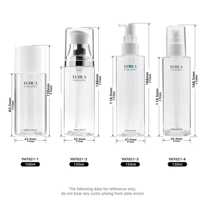 100ml 130ml 150ml Botol Lotion Plastik Botol Bulat Silinder Transparan Buram Dengan Pompa