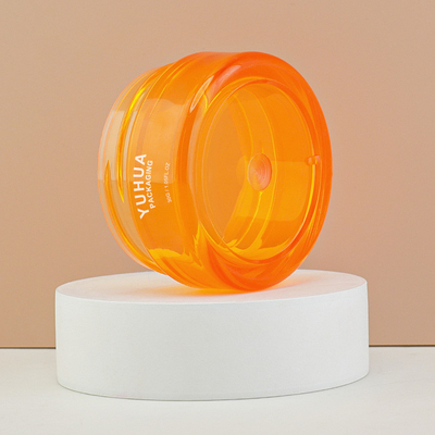 Toples Plastik PET Oranye Warna Round Flat Cap Cream Lotion Kemasan 30g
