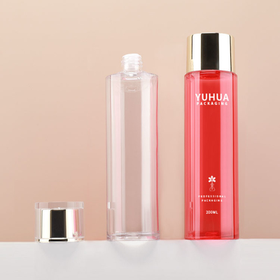 Botol Kosmetik Plastik Logo Kustom 200ml Dengan Layar Sutra Tutup Sekrup