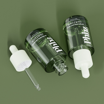 OEM 30ML 1oz Botol Penetes Kaca Mewah Botol Serum Hijau