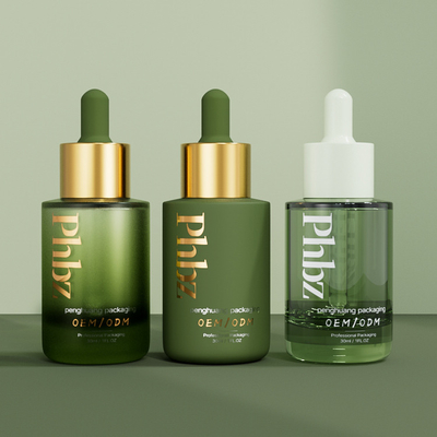 Kaca Cetak 1oz Botol Penetes Serum Mewah Untuk Kemasan Kosmetik