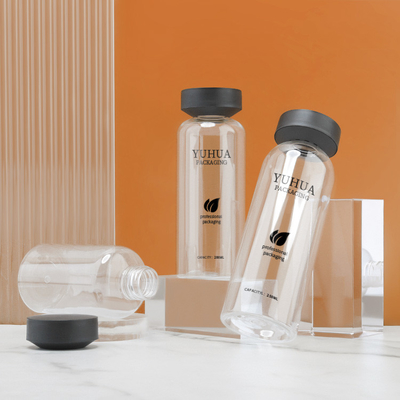 Botol Lotion Plastik PET Ringan Bentuk Dasar Bulat 8.45oz