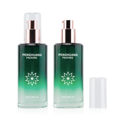 55ml Botol Lotion Kaca Kecantikan Lotion Buram Botol Kosmetik Set Kado Kemasan Perawatan Kulit Hijau
