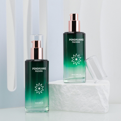 55ml Botol Lotion Kaca Kecantikan Lotion Buram Botol Kosmetik Set Kado Kemasan Perawatan Kulit Hijau