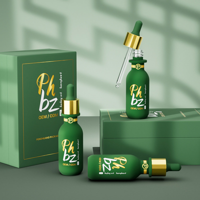 Botol Serum Dropper Bulat Logo Disesuaikan Botol Minyak Esensi Kaca 30ml