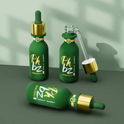Botol Serum Dropper Bulat Logo Disesuaikan Botol Minyak Esensi Kaca 30ml