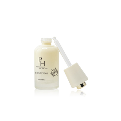 Logo yang disesuaikan 30ml Botol Dropper Serum Kaca Bulat Kosong dengan Pencetakan Serum Sutra