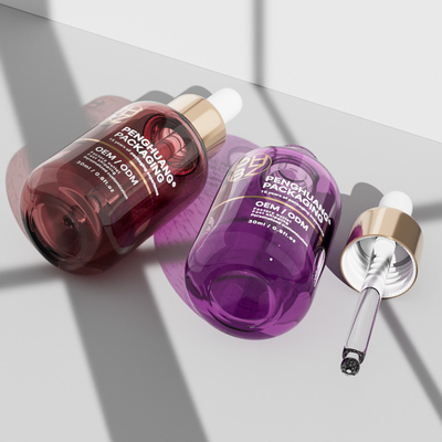 30ml Botol Serum Dropper Kaca Bulat Untuk Perawatan Rambut Minyak Esensial
