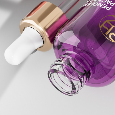 Logo yang disesuaikan 30ml Botol Dropper Kaca Bulat Kosong Untuk Minyak Serum
