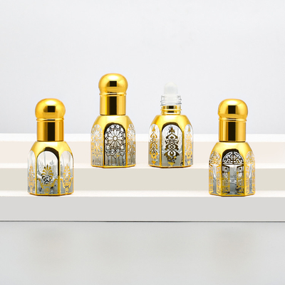 Kemasan Kosmetik Mewah Kaca Roll On Botol Dengan Gold Cap Perfume Roll Container