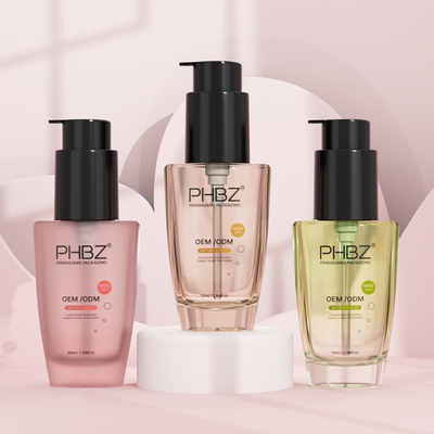 Serum Lotion Pompa Botol 50ml Kaca Cairan Foundation Botol dengan Pompa