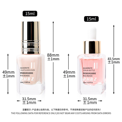 Serum Botol Minyak Rambut15ml Kemasan Kosmetik Botol Limbah Dasar Liquid Square