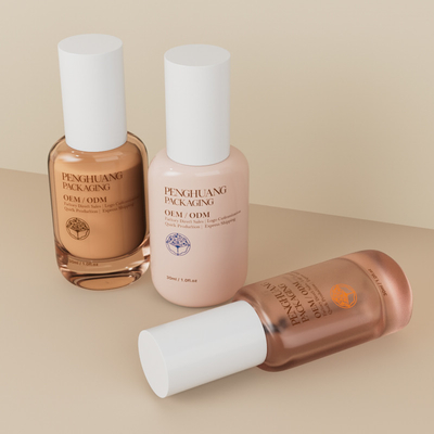 Botol Kaca Transparent Foundation 30ml 1oz Grosir Botol Foundation Kosong dengan tutup