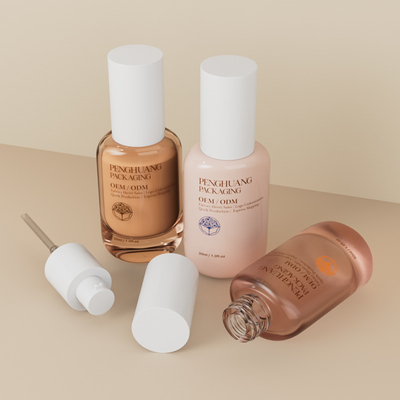 Botol Kaca Transparent Foundation 30ml 1oz Grosir Botol Foundation Kosong dengan tutup