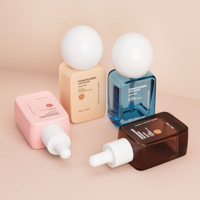 Botol Foundation Grosir Mewah 30ML Tutup Bola Bulat Dasar Tebal Botol Foundation Cair Kosong