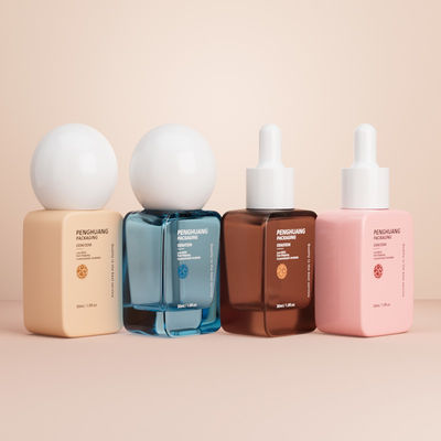 Botol Foundation Grosir Mewah 30ML Tutup Bola Bulat Dasar Tebal Botol Foundation Cair Kosong