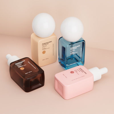 Botol Foundation Grosir Mewah 30ML Tutup Bola Bulat Dasar Tebal Botol Foundation Cair Kosong