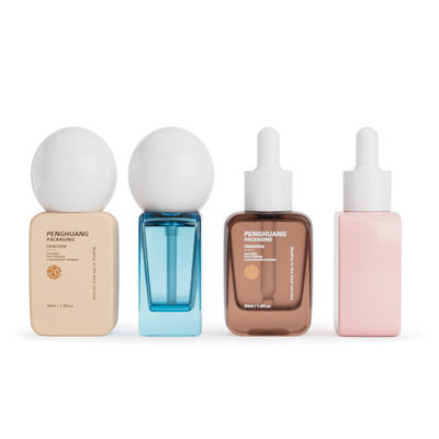 Botol Pompa Grosir Kosong 30ml Botol Bentuk Bola Bulat Cap Square Glass Liquid Foundation