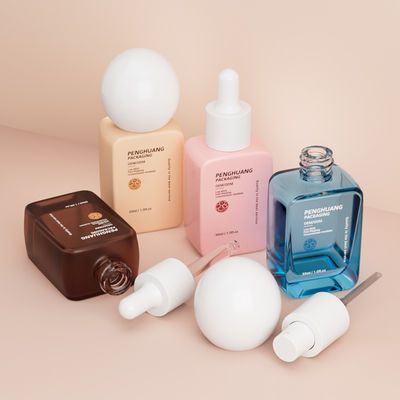 Botol Pompa Grosir Kosong 30ml Botol Bentuk Bola Bulat Cap Square Glass Liquid Foundation