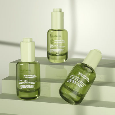 Botol Tetes Serum Kaca Kustom 30ml Botol Kaca Minyak Rambut Hijau Dengan Penetes Tekan