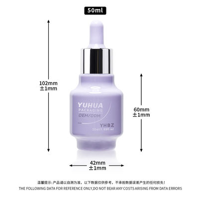 Botol Dropper Serum Kapasitas 50ml dengan Sablon Sutra/Hot Stamping/Pencetakan Label Kustom Waktu 15-20 Hari