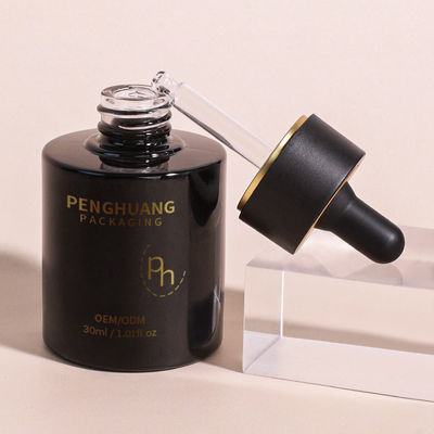 Botol dropper kaca bulat dengan logo yang disesuaikan sesuai dengan kebutuhan pelanggan