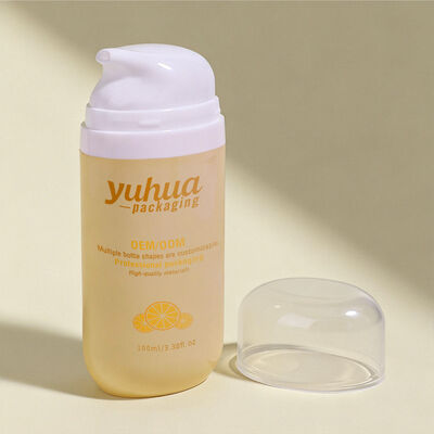 Botol lotion plastik terbuat dari bahan PP dengan pompa tanpa udara dan permukaan beku untuk kemasan kosmetik dan penyimpanan cairan