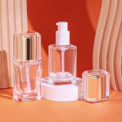 Botol Yayasan Cair set kemasan kosmetik kaca dengan kapasitas 30ml, pencetakan yang dapat disesuaikan, dan desain kedap udara yang tahan lama dan anti bocor