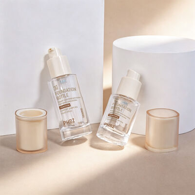 Liquid Foundation Botol kemasan kosmetik kaca yang dirancang untuk meningkatkan daya tarik rak dan kegunaan produk makeup cair