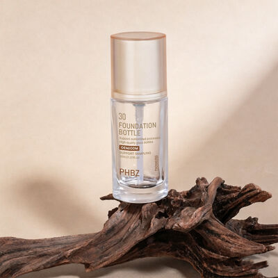 Liquid Foundation Botol kemasan kosmetik kaca yang dirancang untuk meningkatkan daya tarik rak dan kegunaan produk makeup cair