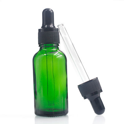 Custom 30ml Essential Oil Bottles Round Shape Green Dropper Bottles