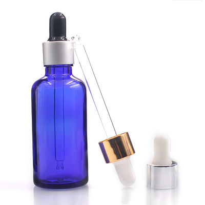 Cosmetic Packaging Blue Essential Oil Bottles Glass Dropper Bottles 50ml