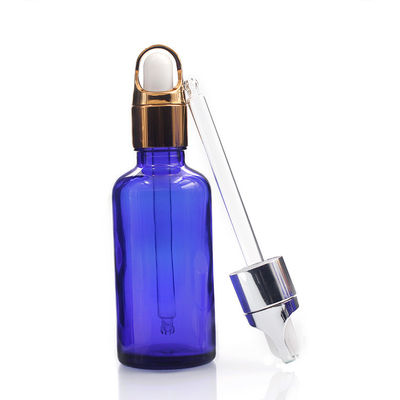 Kemasan Kosmetik Botol Minyak Esensial Biru Botol Penetes Kaca 50ml