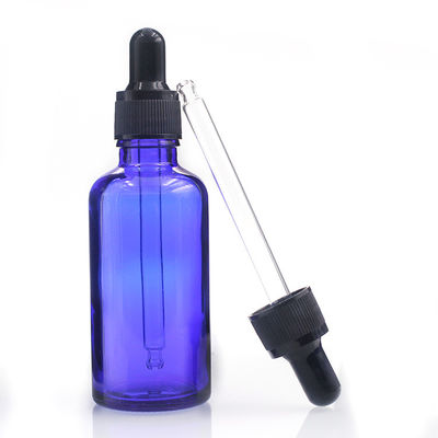 Kemasan Kosmetik Botol Minyak Esensial Biru Botol Penetes Kaca 50ml