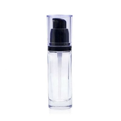 Mewah Bulat 30ml Kemasan Kosmetik Botol Kaca Cair Foundation Dengan Pompa Kecantikan