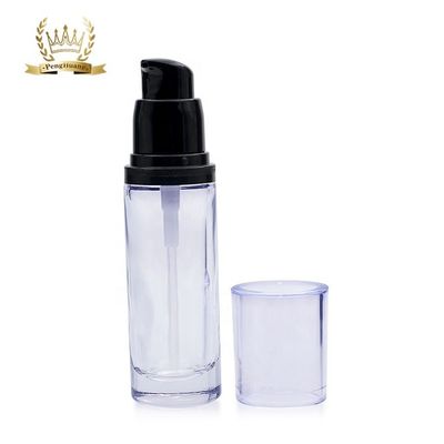 Mewah Bulat 30ml Kemasan Kosmetik Botol Kaca Cair Foundation Dengan Pompa Kecantikan