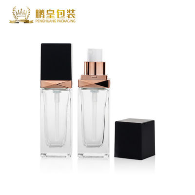 Kemasan Kosmetik Kustom 30ml Square Clear Frosted Empty Foundation Glass Bottle Botol F143-Foundation