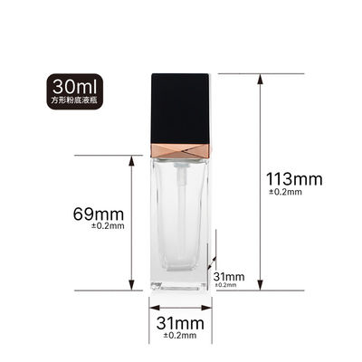 Kemasan Kosmetik Kustom 30ml Square Clear Frosted Empty Foundation Glass Bottle Botol F143-Foundation