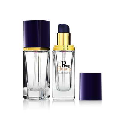 Wadah Kosmetik Persegi Kosong 30ml Botol Foundation Kaca Bening Untuk Lotion F150