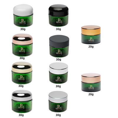20g 30g Guci Kosmetik Kaca Hijau Bulat Lurus Dengan Tutup Sekrup