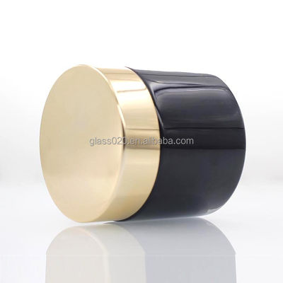 Glossy Black 60g Cream Jar Kemasan bahan kaca Dengan Tutup Plastik