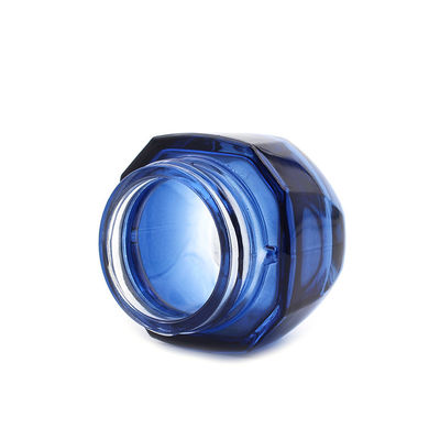 Kaca Biru 50g Square Jar Kosmetik Pelapisan UV tahan aus