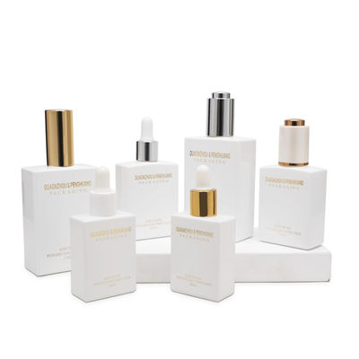 Botol Penetes Serum MSDS Bentuk persegi Matte 30ml 50ml 100ml botol kaca putih matte
