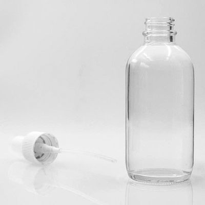 Botol Kaca Boston Bening 120ml Cair Dengan Semprotan Pompa