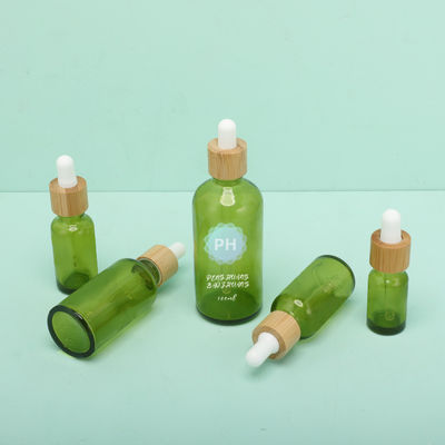 Botol Penetes Minyak Esensial Bambu Hijau aluminium dan Kerah plastik