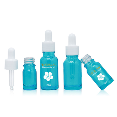 50ml Minyak Penetes Botol Kaca Lukisan Wadah Kosmetik Biru