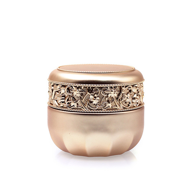 Toples Wadah Kosmetik Kaca Mewah Kosong 30g 50g Gold Stamping Embossment Jar