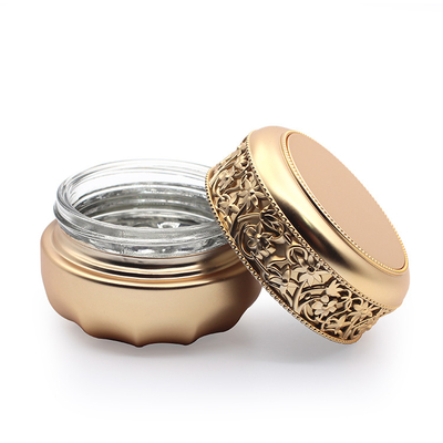 Toples Wadah Kosmetik Kaca Mewah Kosong 30g 50g Gold Stamping Embossment Jar