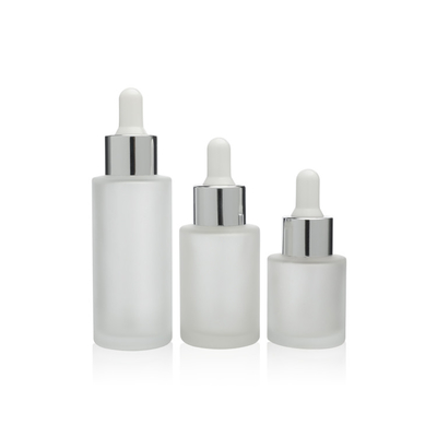 Flat Shoulder Essence Oil Dropper Bottle Frosted 20ml 30ml 50ml With Eye Droppers